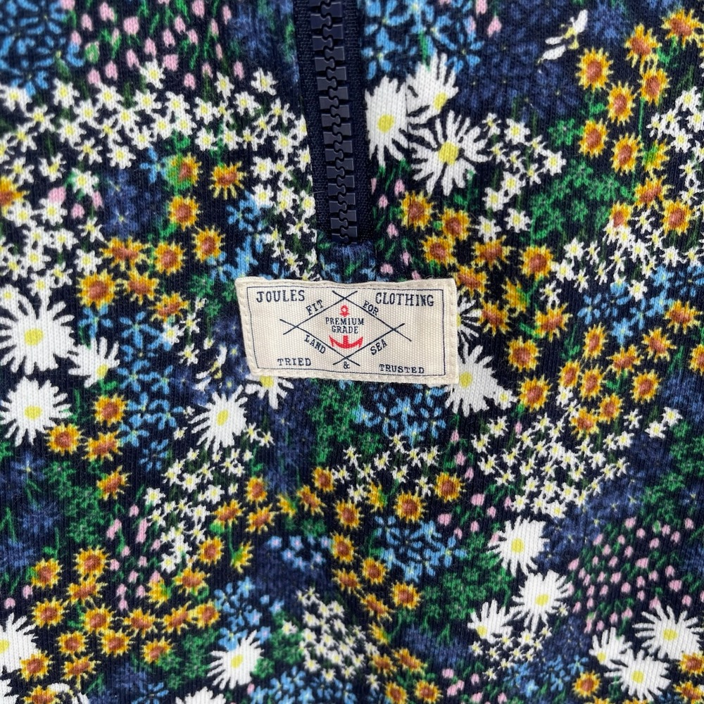 Joules Women's Navy Floral Pip Print Cottagecore Quarter Zip Sweatshirt Size 12 - Picture 4 of 9